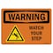 Signmission OSHA WARNING Sign, Watch Your Step W/ Symbol, 10in X 7in Rigid Plastic, 10" W, 7" H, Landscape OS-WS-P-710-L-12948 - alternate 1
